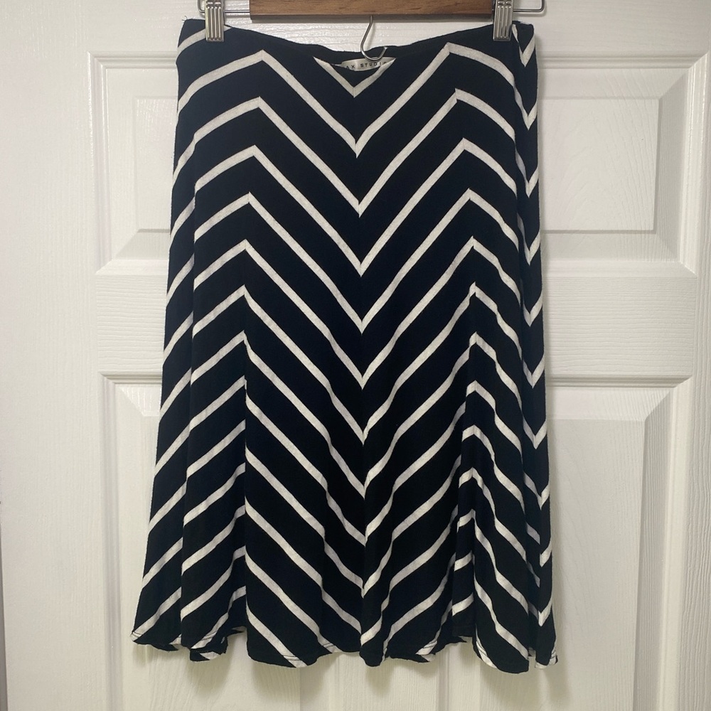 max studio women’s skirt midi soft S striped black white mid length